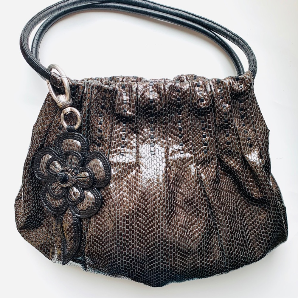 Brighton Breelan Snake Leather Hobo Shoulder Bag